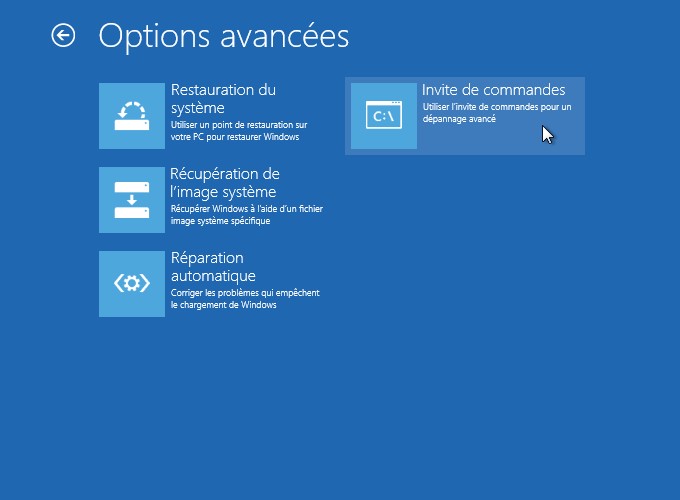 Windows 8 options avancées